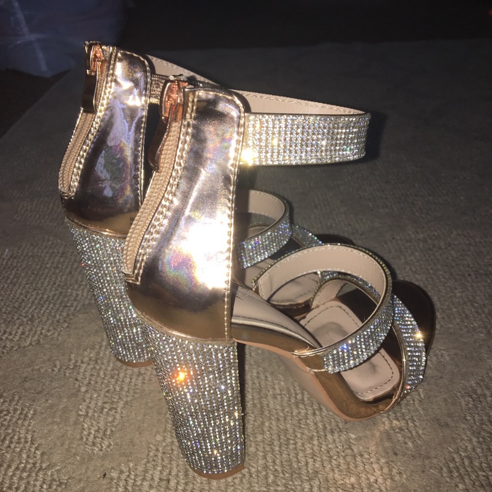 Rose gold chunky heels